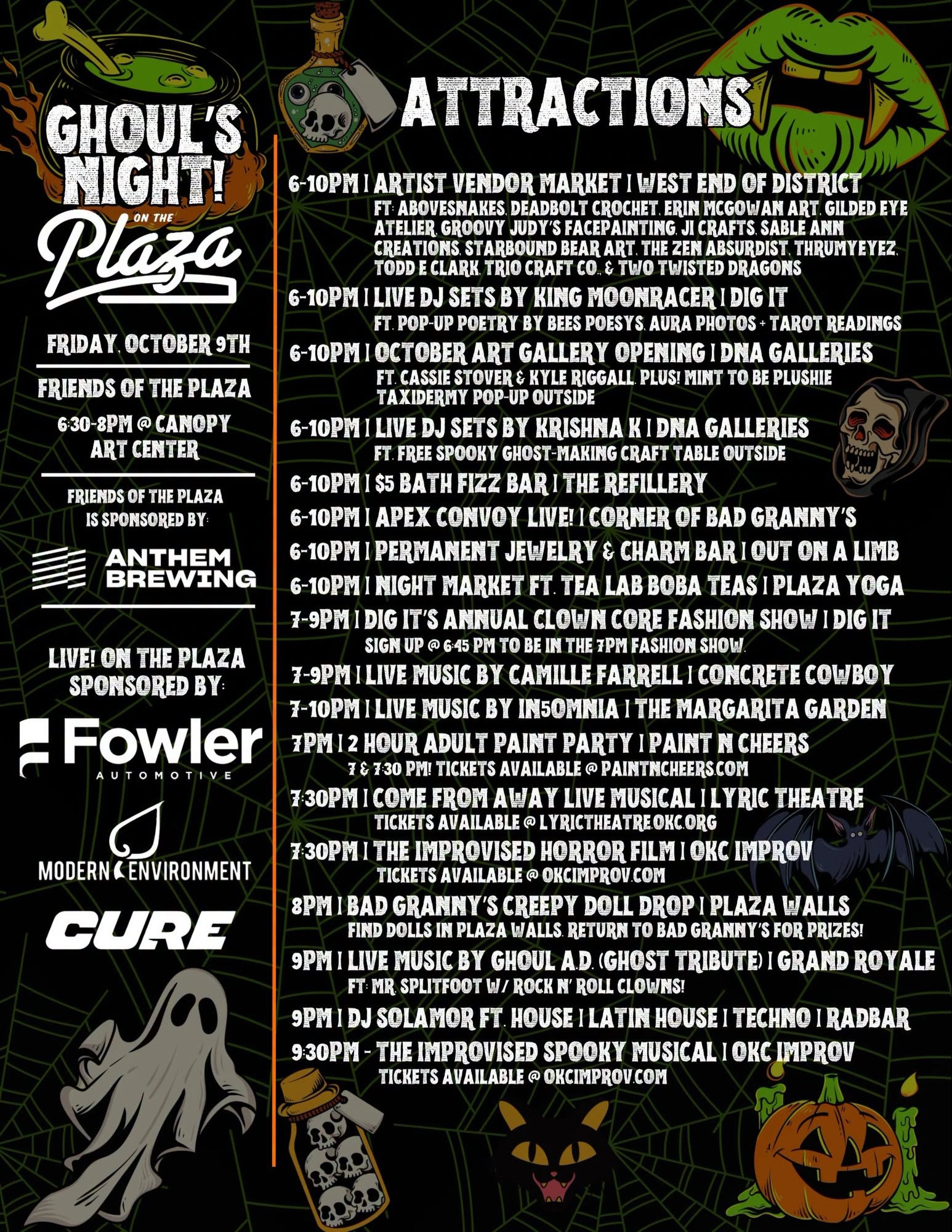 The fun continues TONIGHT with Ghoul&rsquo;s Night! on the Plaza 👻🎃⁠
⁠
Here is a full run down of activities and events, but here at DNA we will have ⬇️⁠
⁠
🕸️ 2! DIY craft stations⁠
📸 a mummy photo booth 🧻⁠
🎶 and a DJ set from @deejaykrishnak⁠
