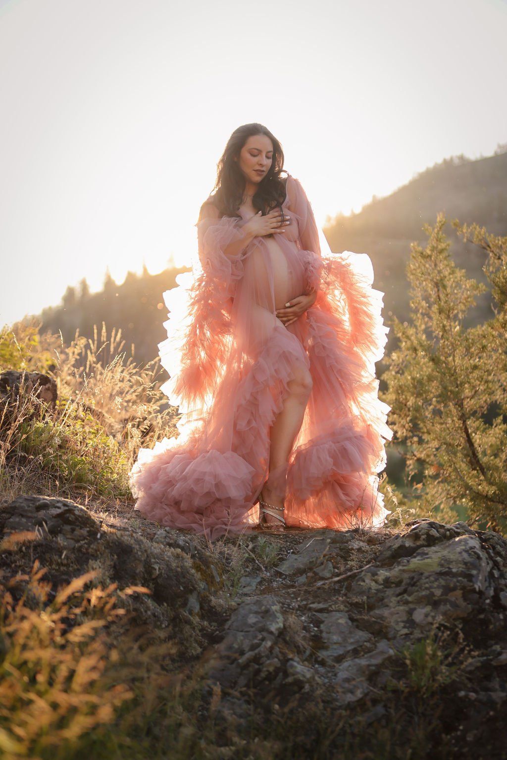 Fluffy pink maternity portrait gown.jpg