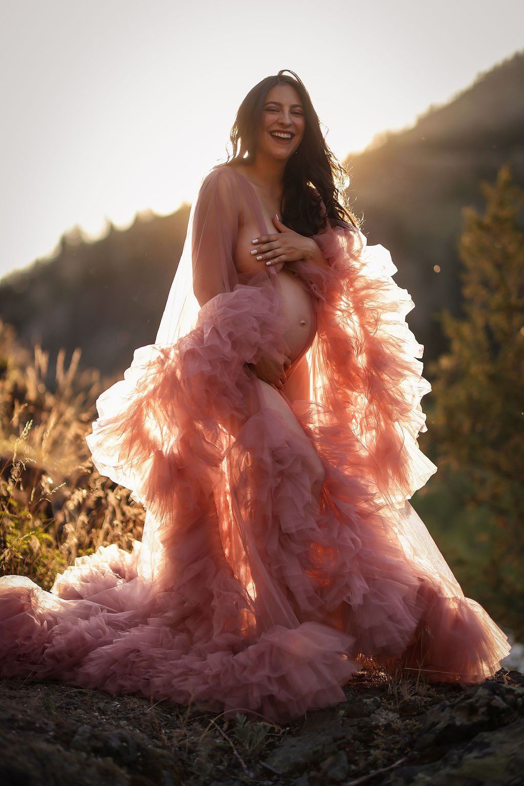 Stunning pink maternity gown.jpg