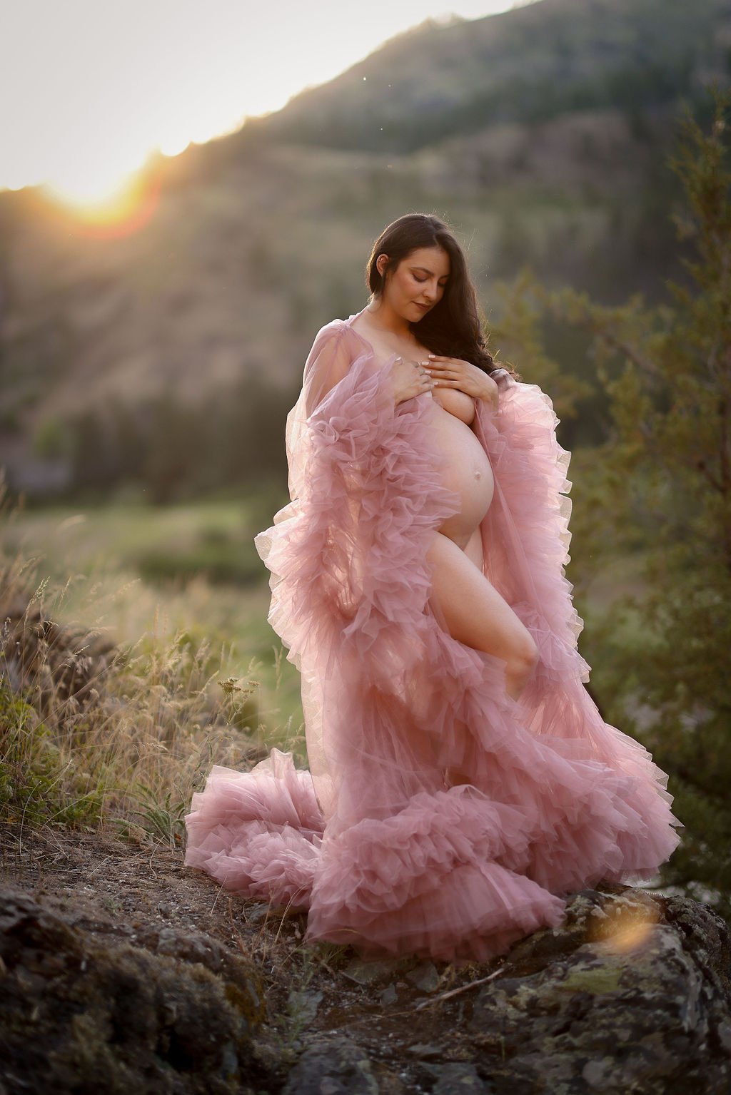 Glamorous pink maternity gown.jpg
