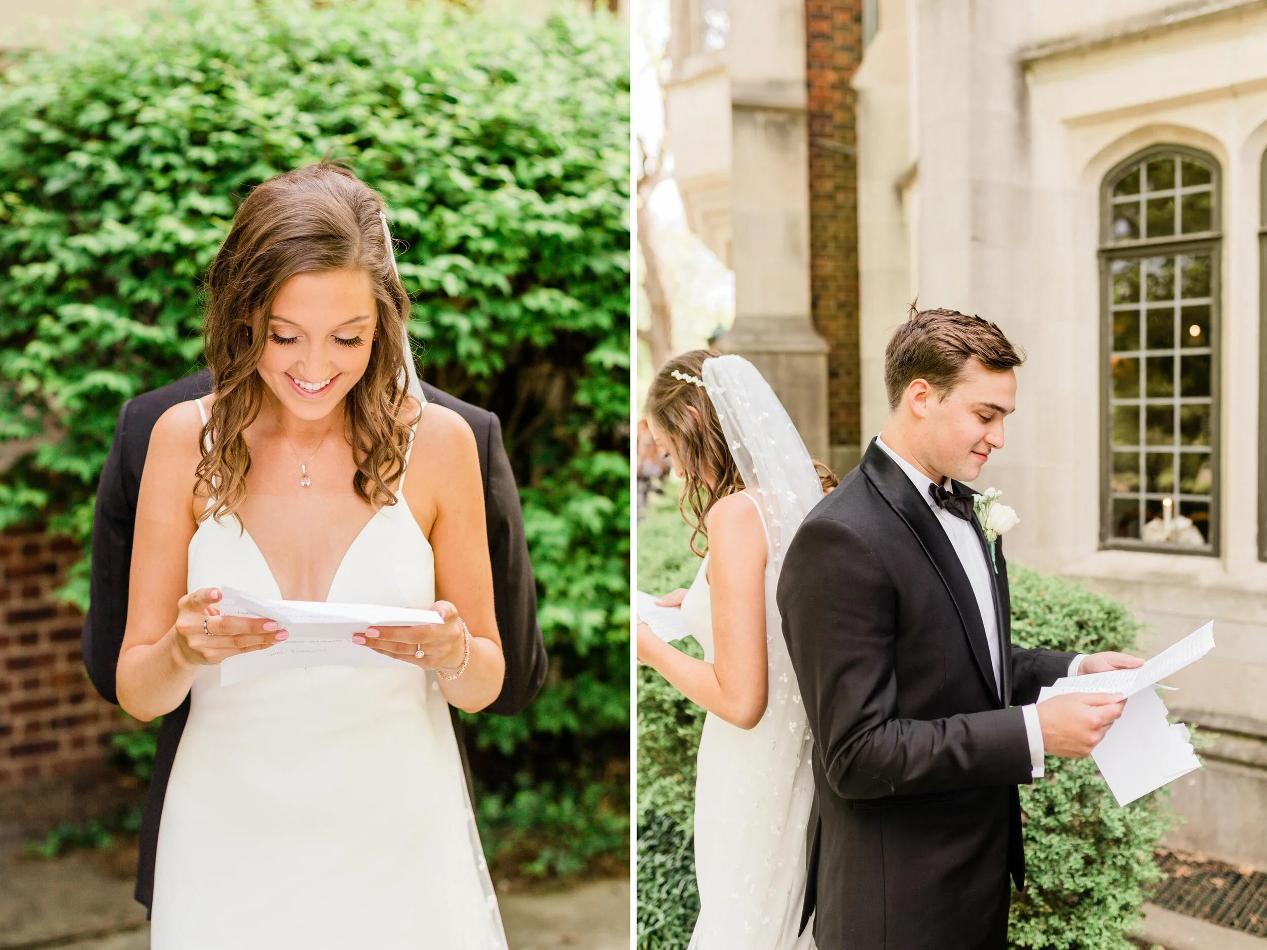 bride and groom reading letters back to back.jpg