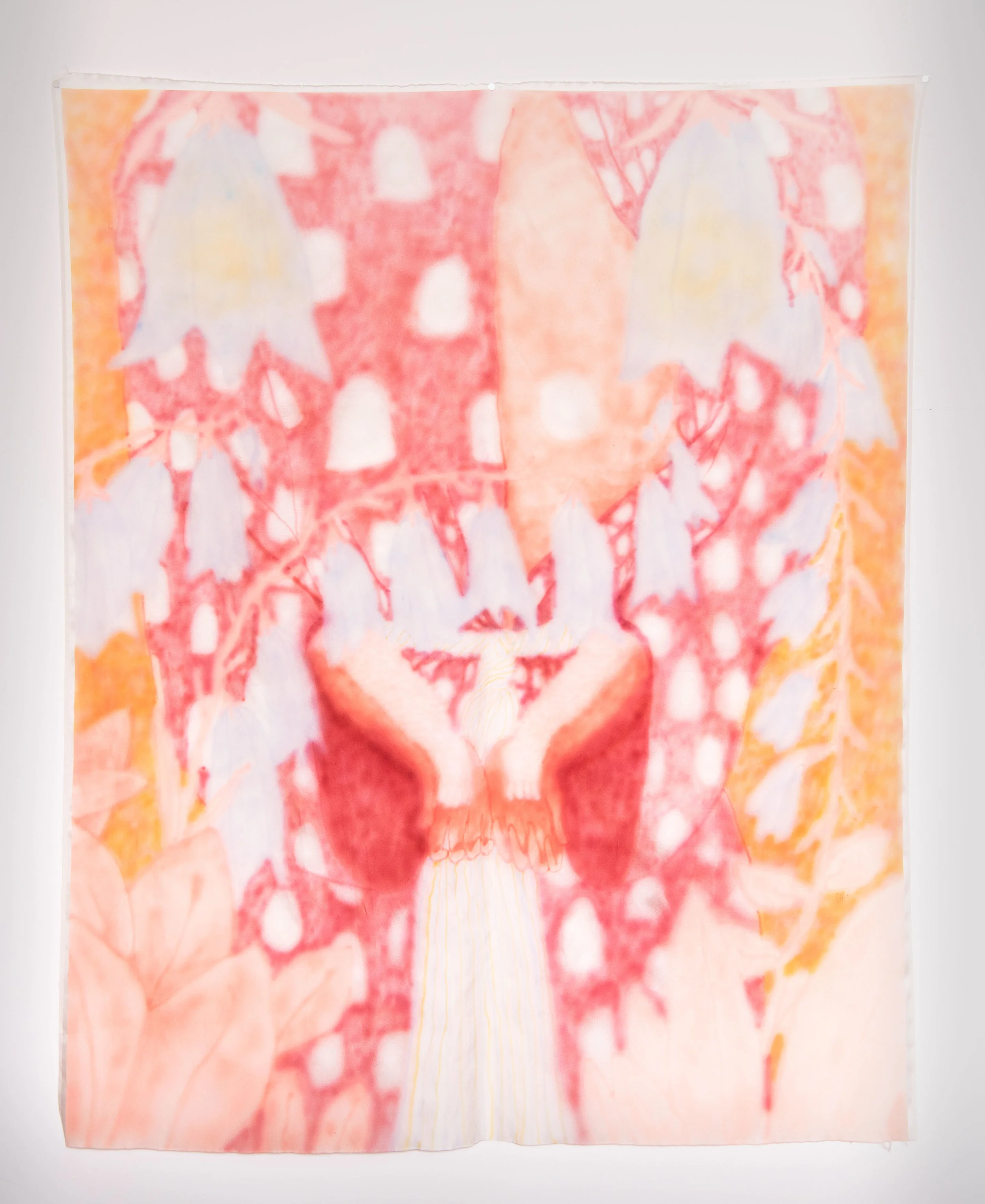 Harebells , Airbrushed Silk, 45” x 53”, 2018