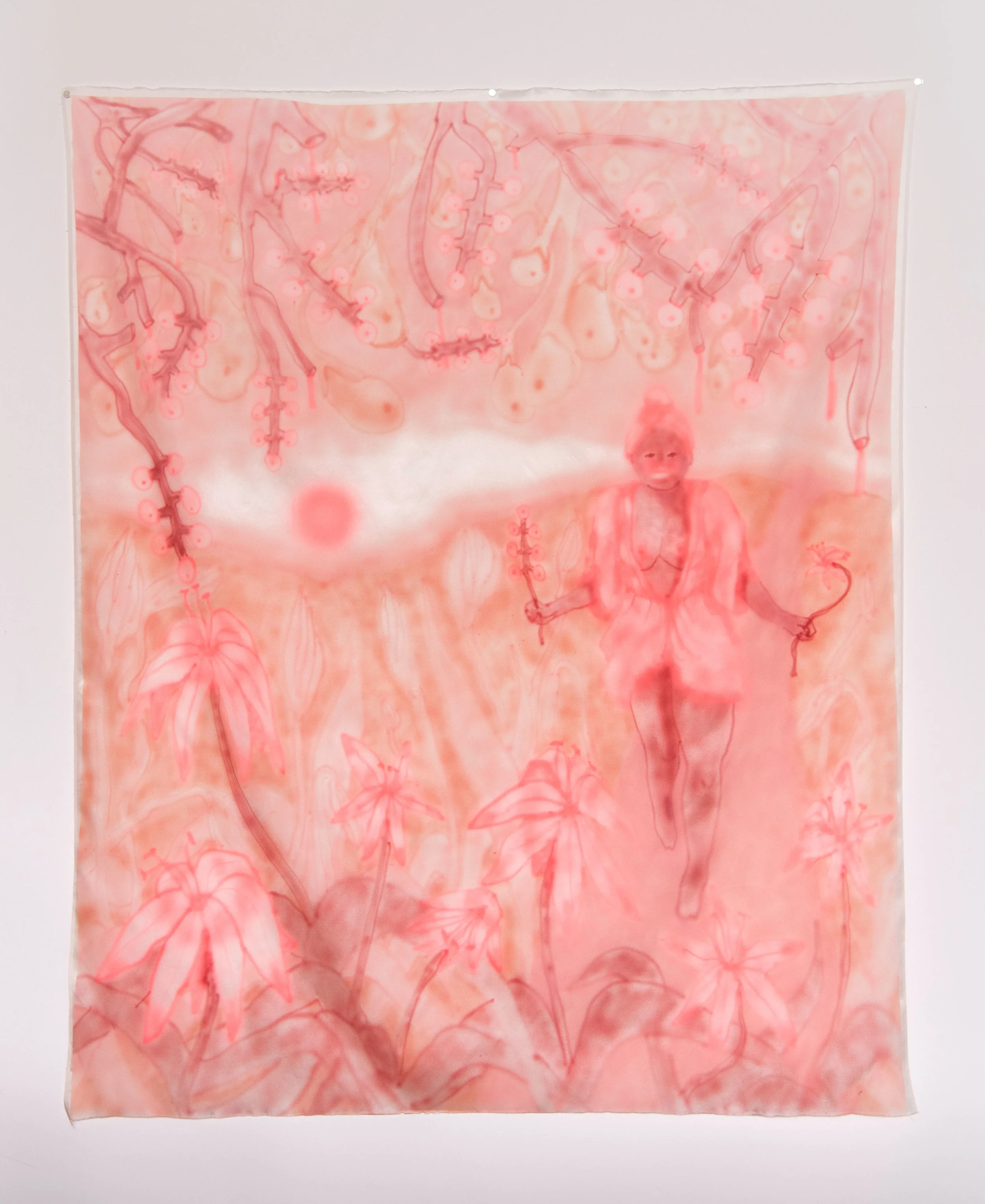 Meet me at the Gate , Airbrushed Silk, 45” x 53”, 2018