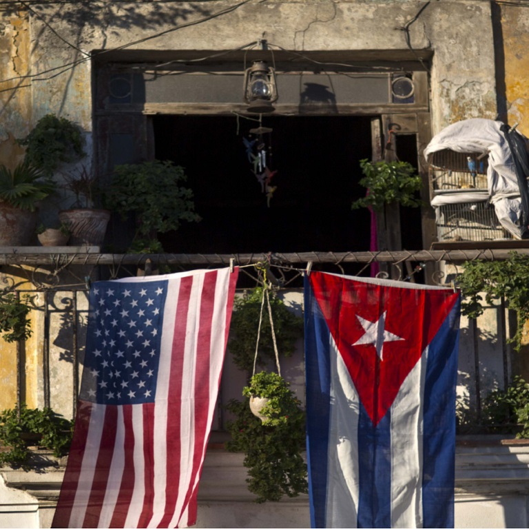 American and Cuban Flags