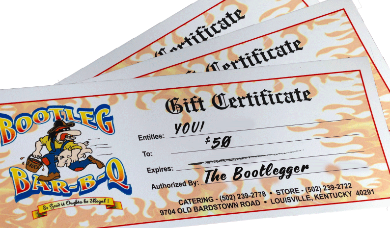 Bootleg Gift Certificate Order Form — Bootleg Bar-B-Q