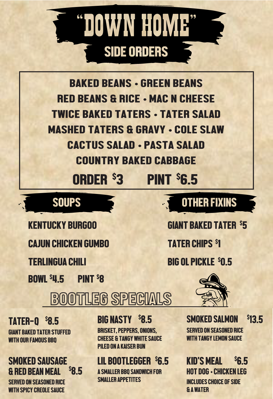Menu — Bootleg BarBQ