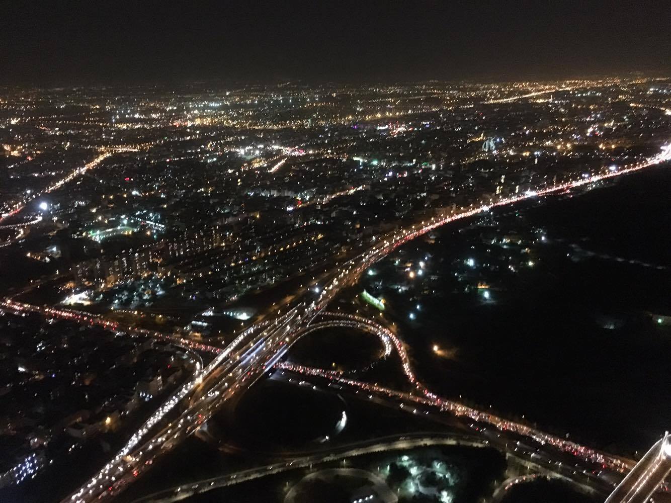 A view of Tehran from the world’s sixth-tallest tower Borje Milad (Milad Tower)