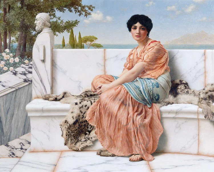Sappho of Lesbos. Painting by John William Godward.