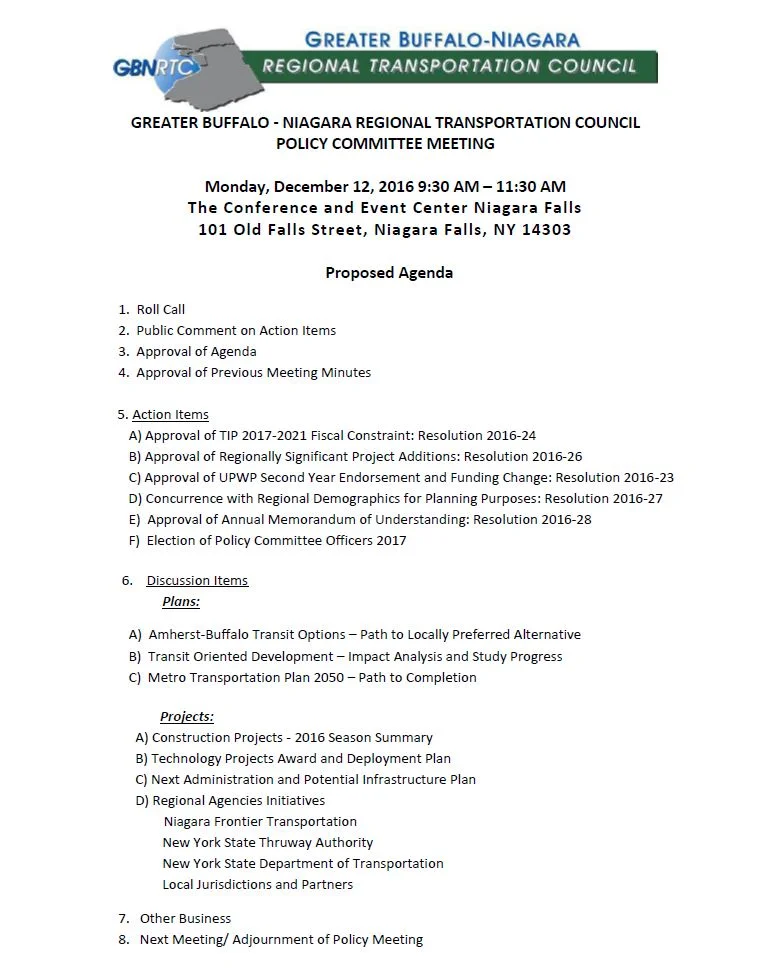 Policy Meeting Agenda December 2016