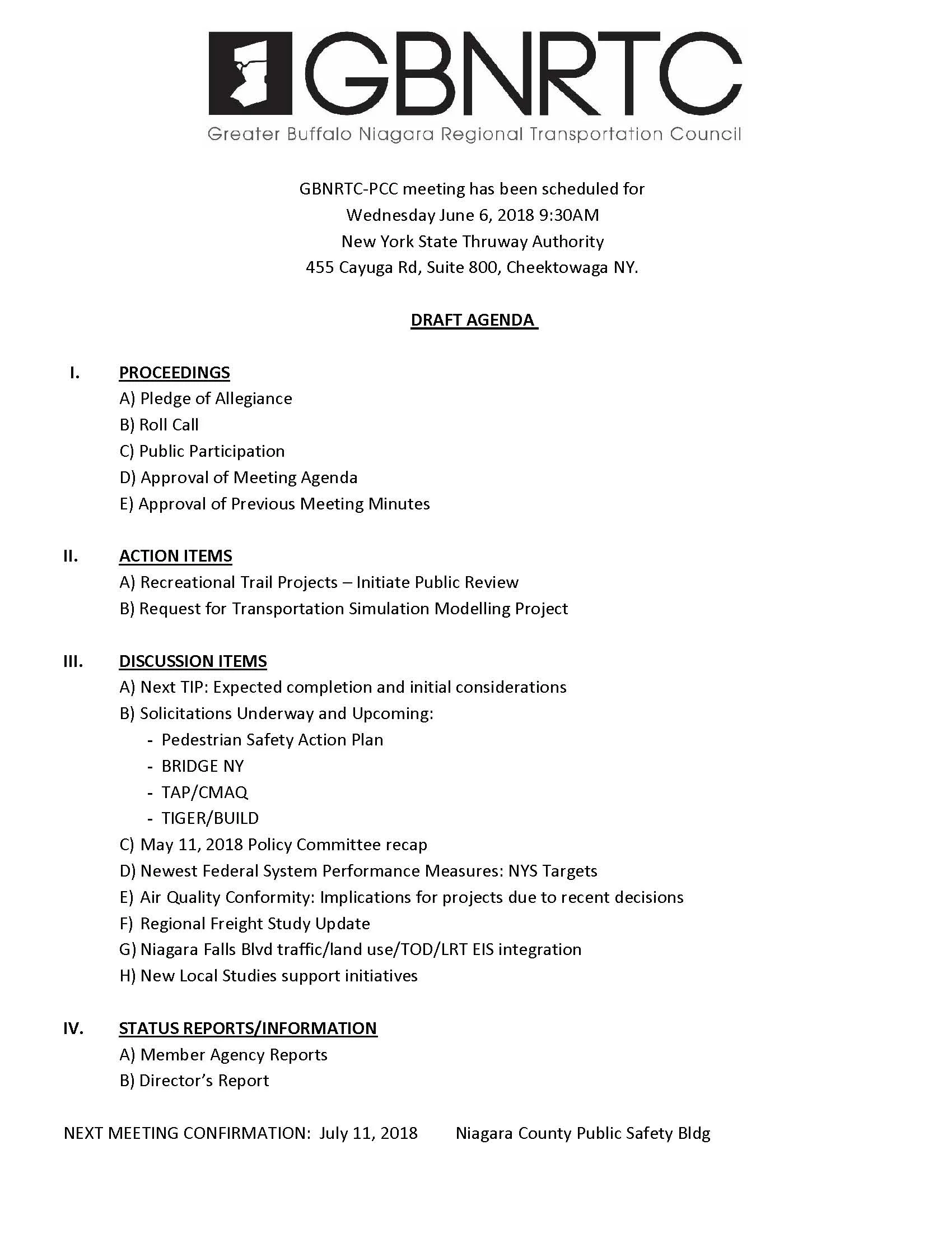 GBNRTC PCC Agenda June 6th, 2018