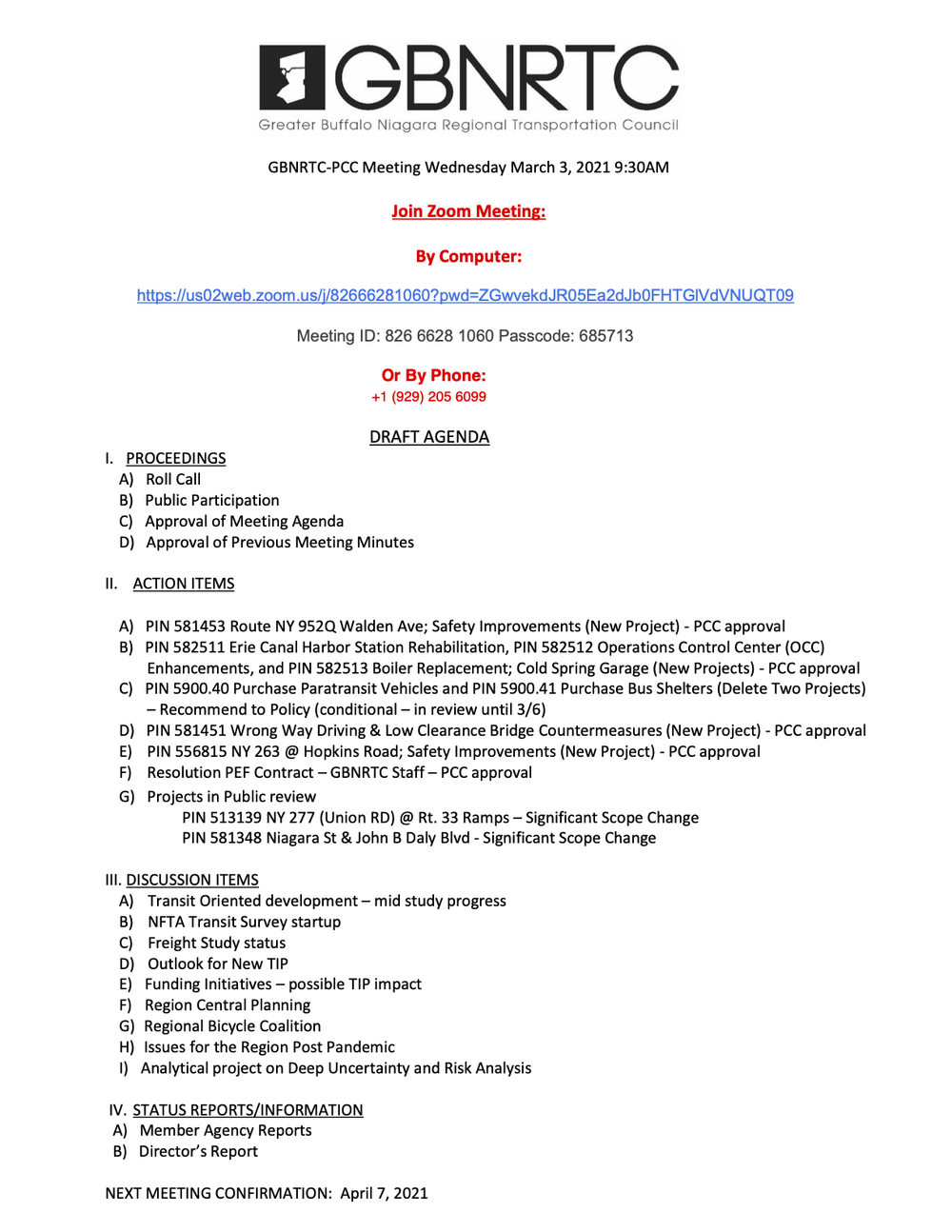 Planning and Coordinating Committee (PCC) — GBNRTC