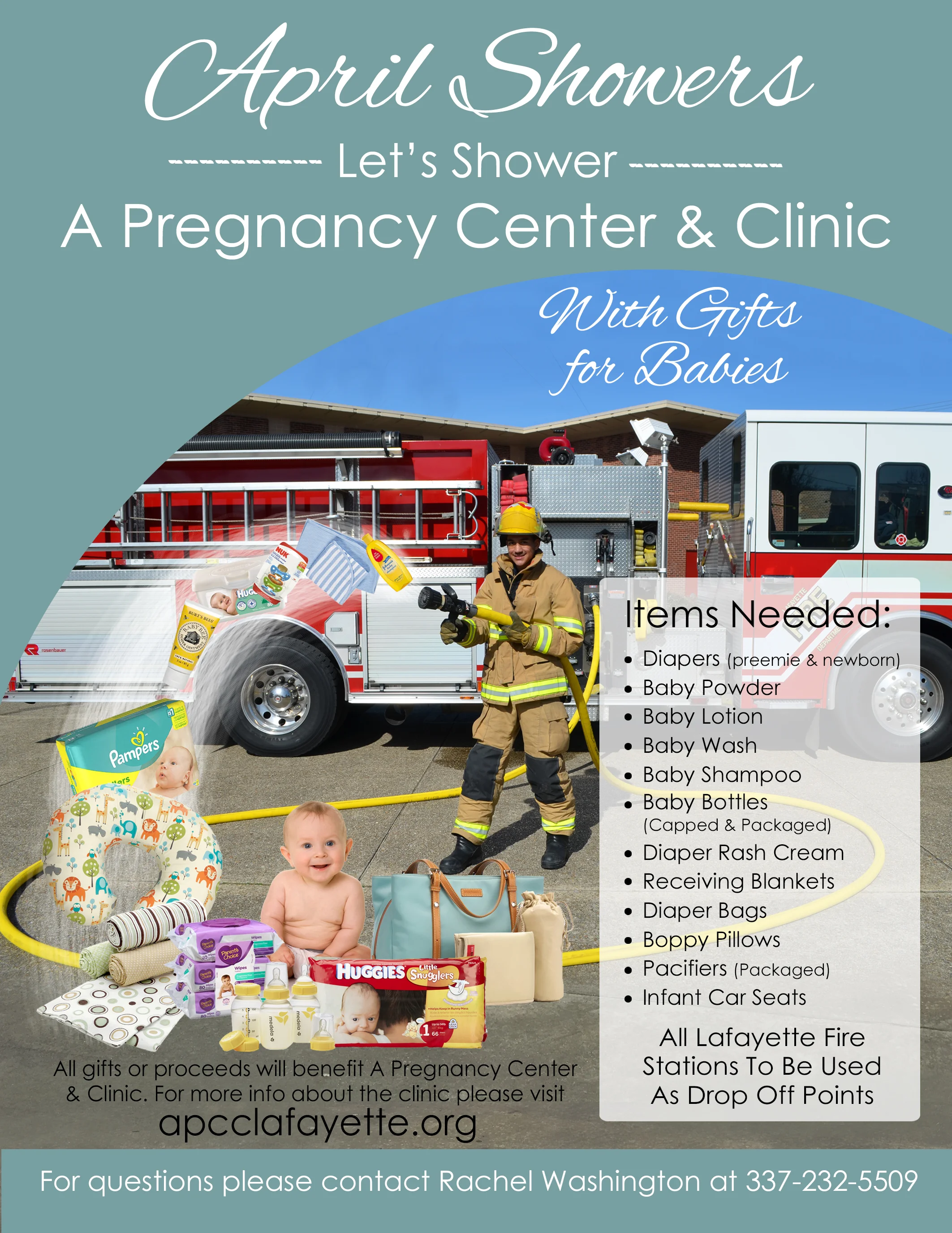A Pregnancy Center and Clinic partners with the Lafayette Fire Department to hosts APRIL  SHOWERS