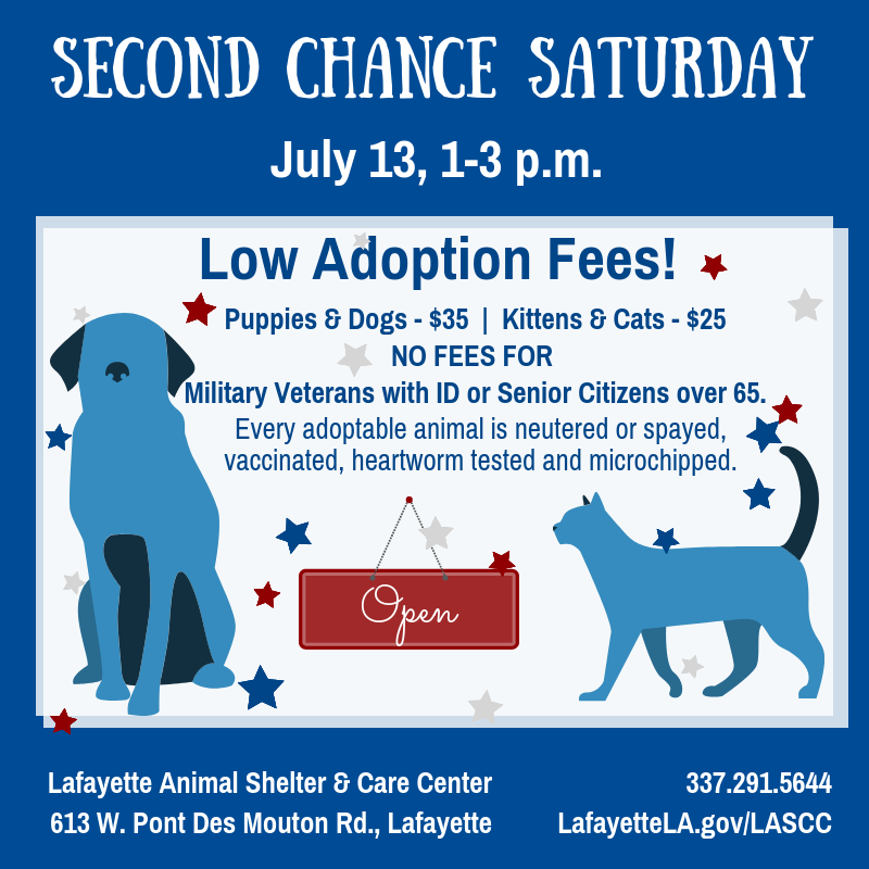 Lafayette Animal Shelter Open this Saturday for Adoptions