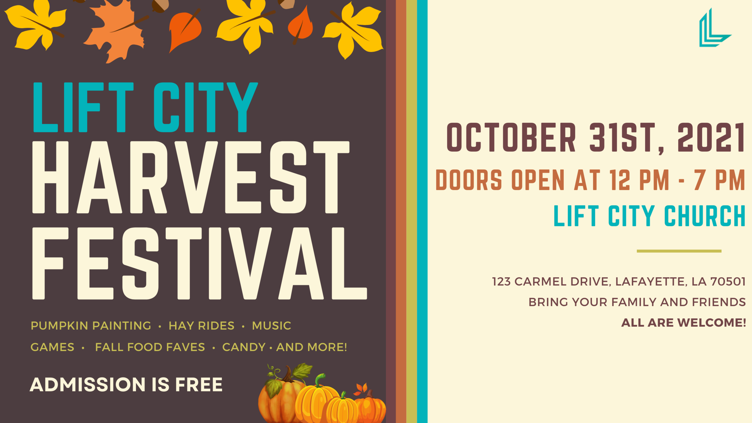 Harvest Festival at Lift City Church October 31st 12-7pm