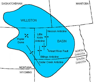 Williston Basin Structural Map