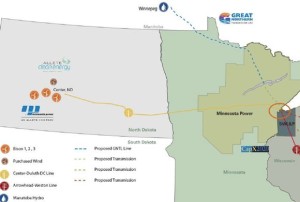 Allete DC Transmission Line Map