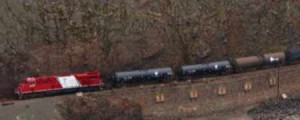Crude Oil Train Passing Mountain