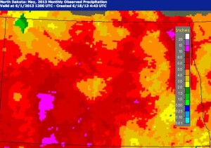 North Dakota Bakken Region Precipitation Map May 2013