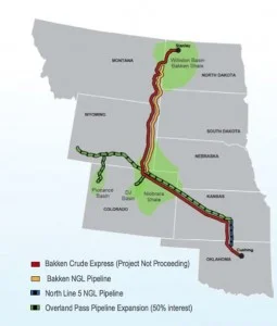 Oneok's Bakken Crude Express Pipeline Map