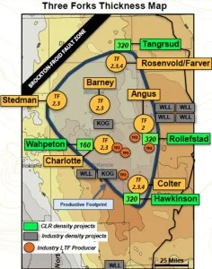 Continental Resources Three Forks Thickness Map