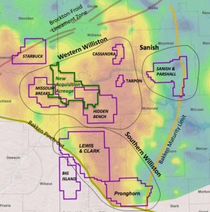 Whiting Bakken Acreage Map