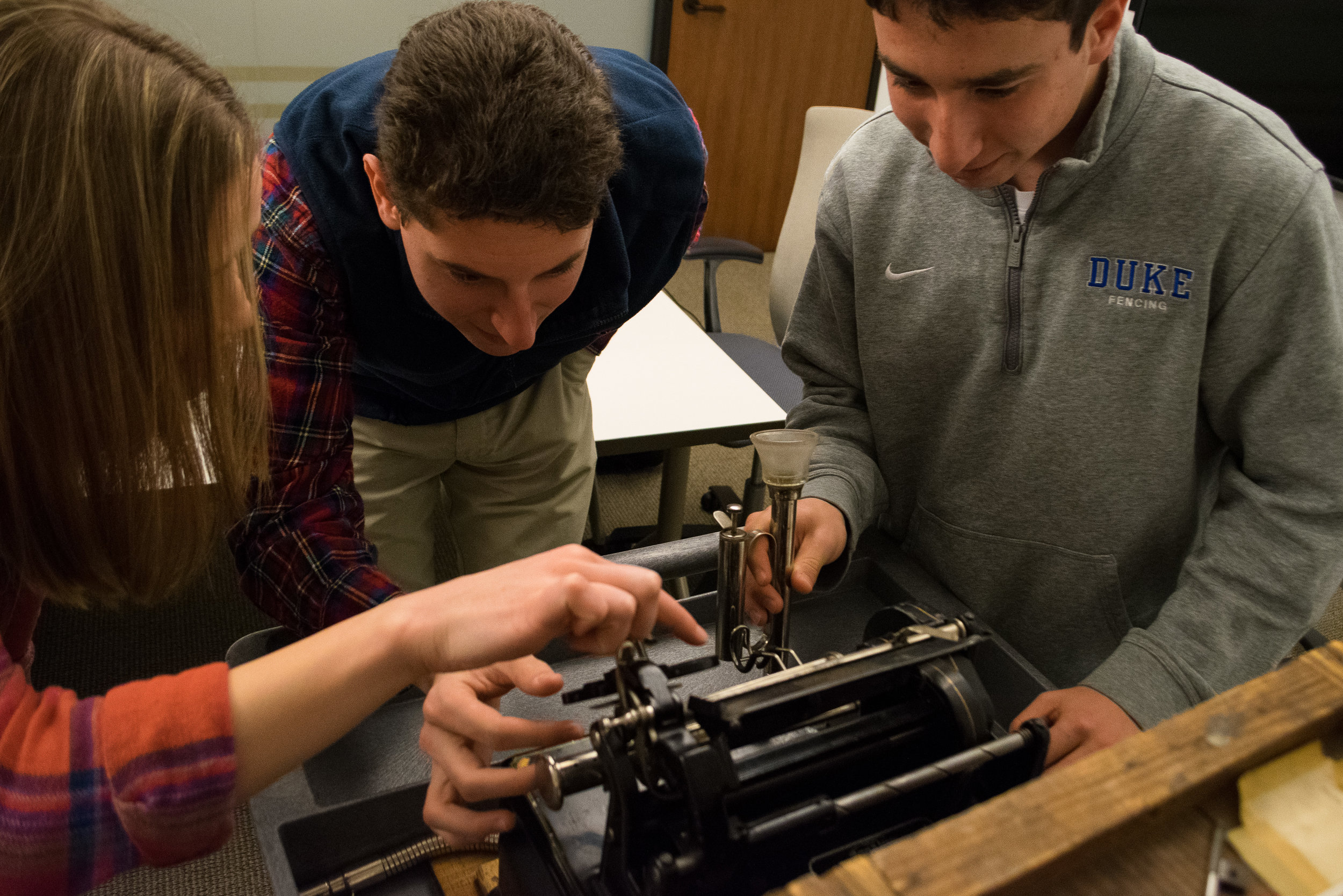 Students Inspecting Frank C Brown's Dictaphone