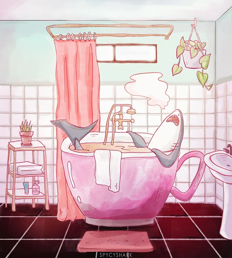 Shark Bath Digital Art 2017
