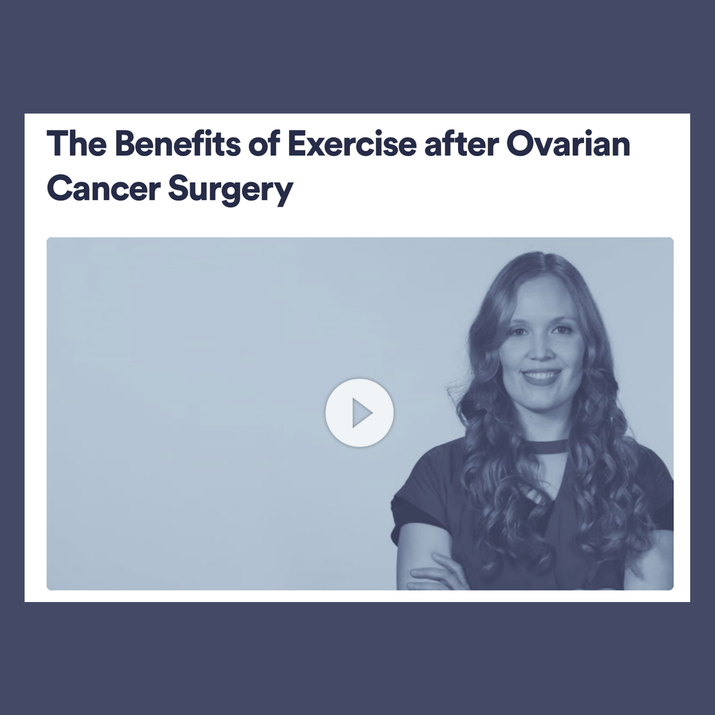 Exercise After Ovarian Cancer Surgery: Survivornet Interview 