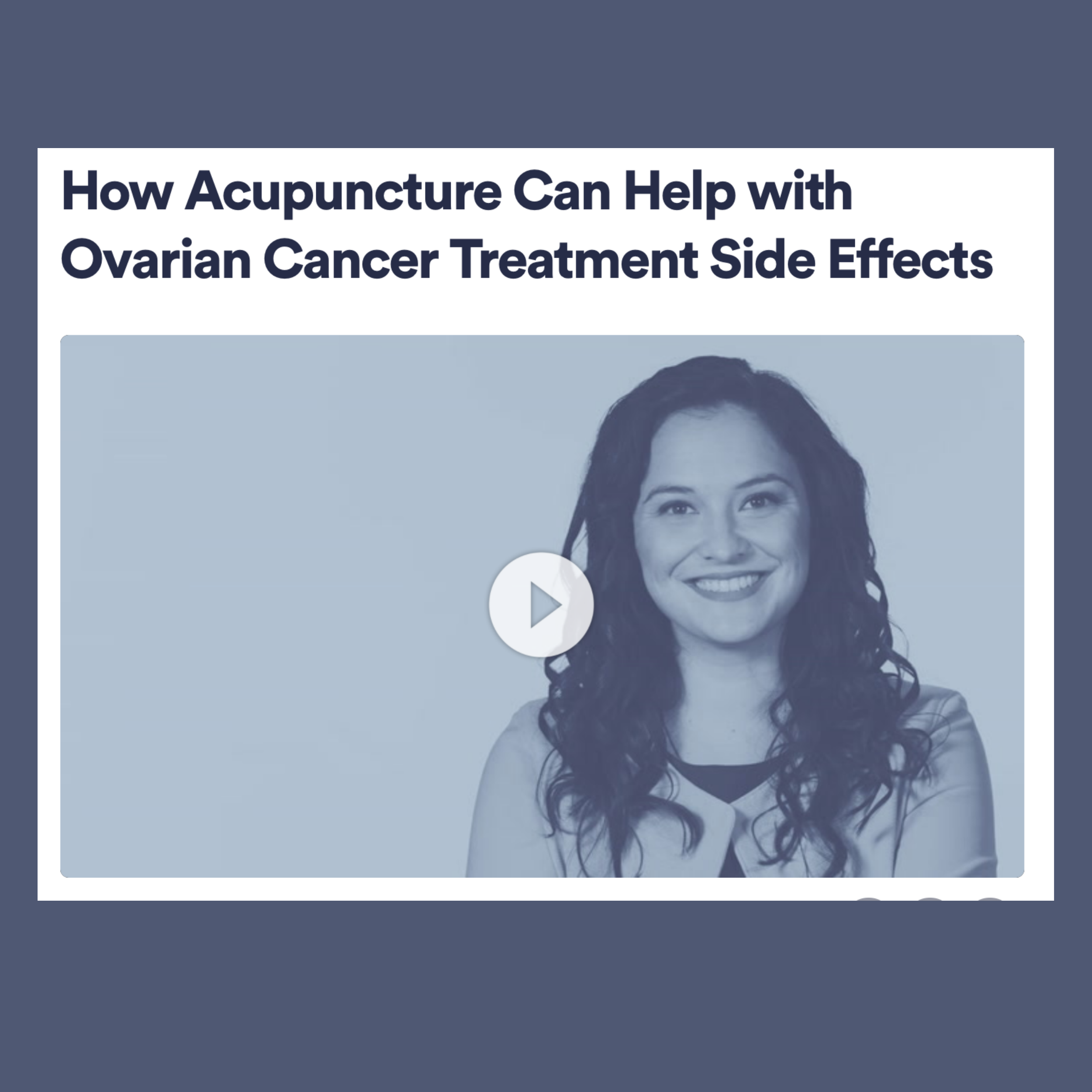 Acupuncture and Ovarian Cancer Treatment Side Effects: Survivornet Interview