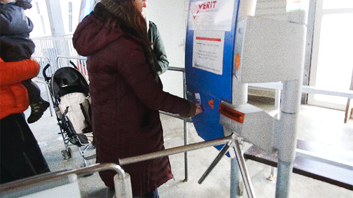 holding up the line. (chur, switzerland.)