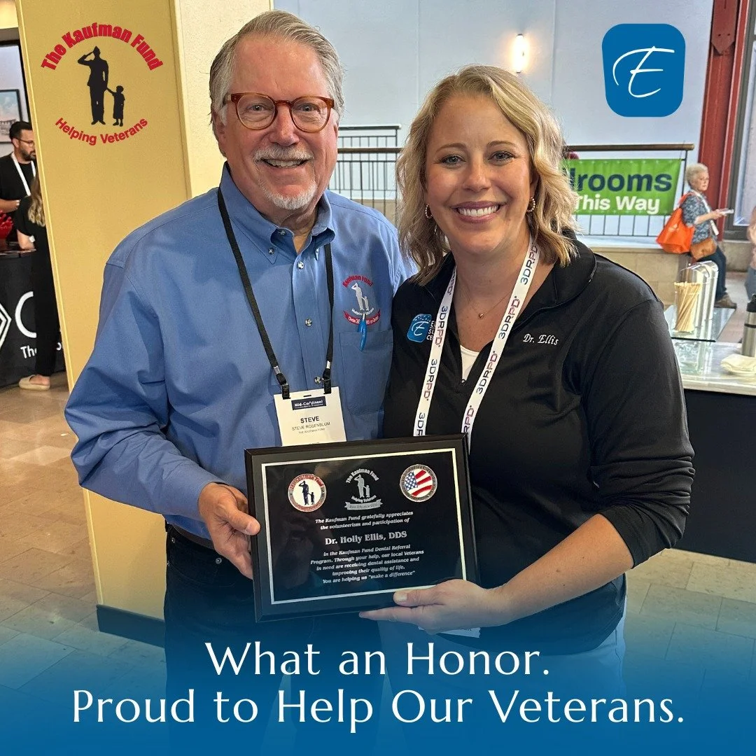 What an honor!

Dr. Ellis was recently recognized by Steve Rosenblum for her work with The Kaufman Fund for helping our veterans receive the dental care they deserve. Thank you! 

This organization has been in St. Louis since 1990, assisting veterans