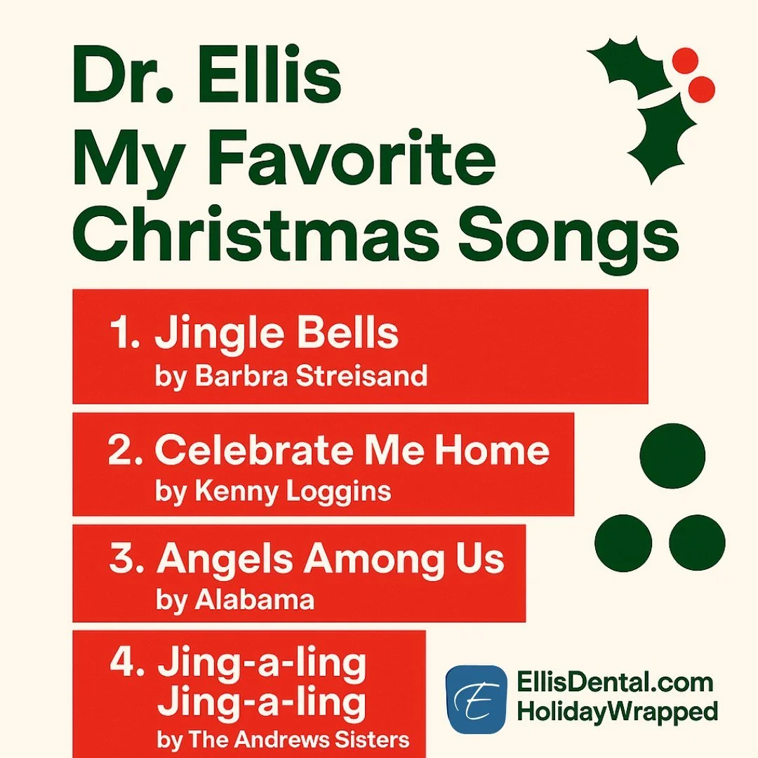 🎶✨ Holiday Wrapped is here at Ellis Dental ✨🎶

We asked our doctors to spill their most played Christmas songs of the season, and the results are giving major festive vibes. Consider this your official soundtrack for December.

From Dr. Ellis belti