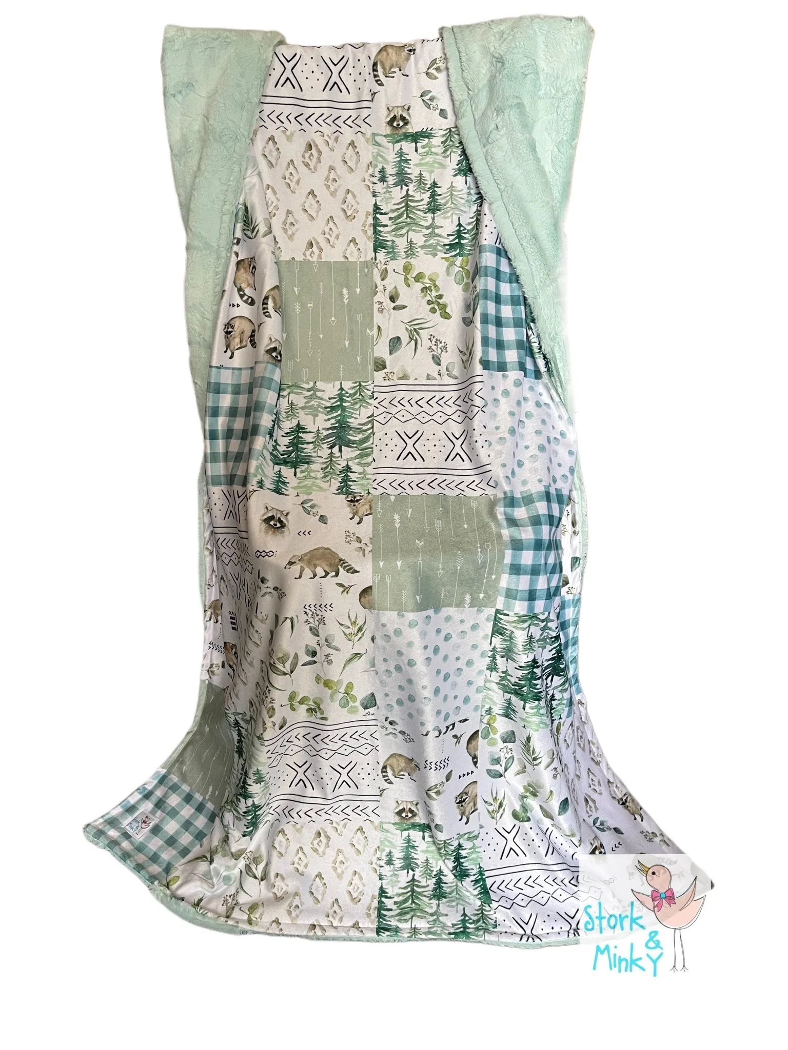 Mint raccoon small Patchwork