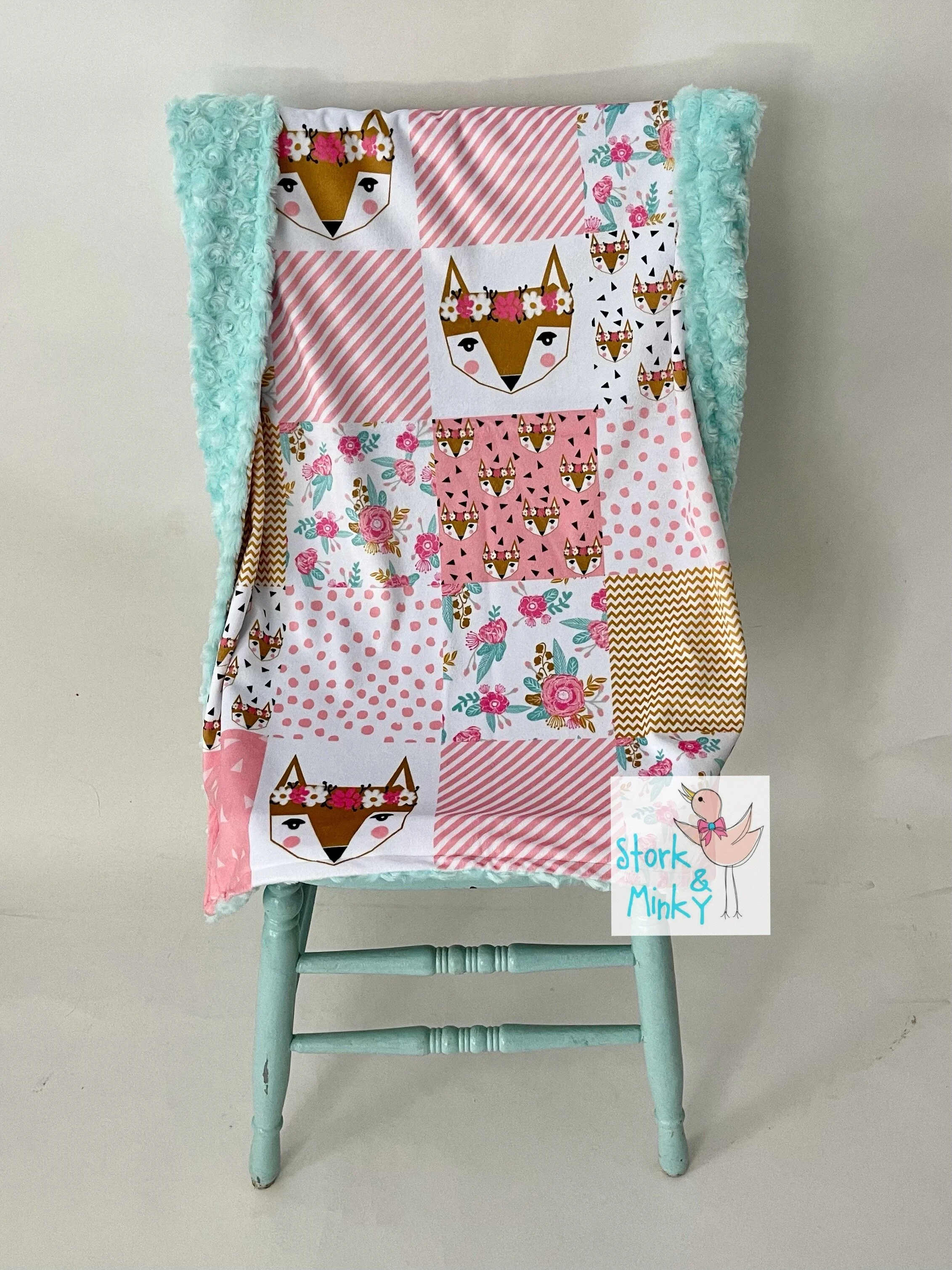 Aqua fox patchwork