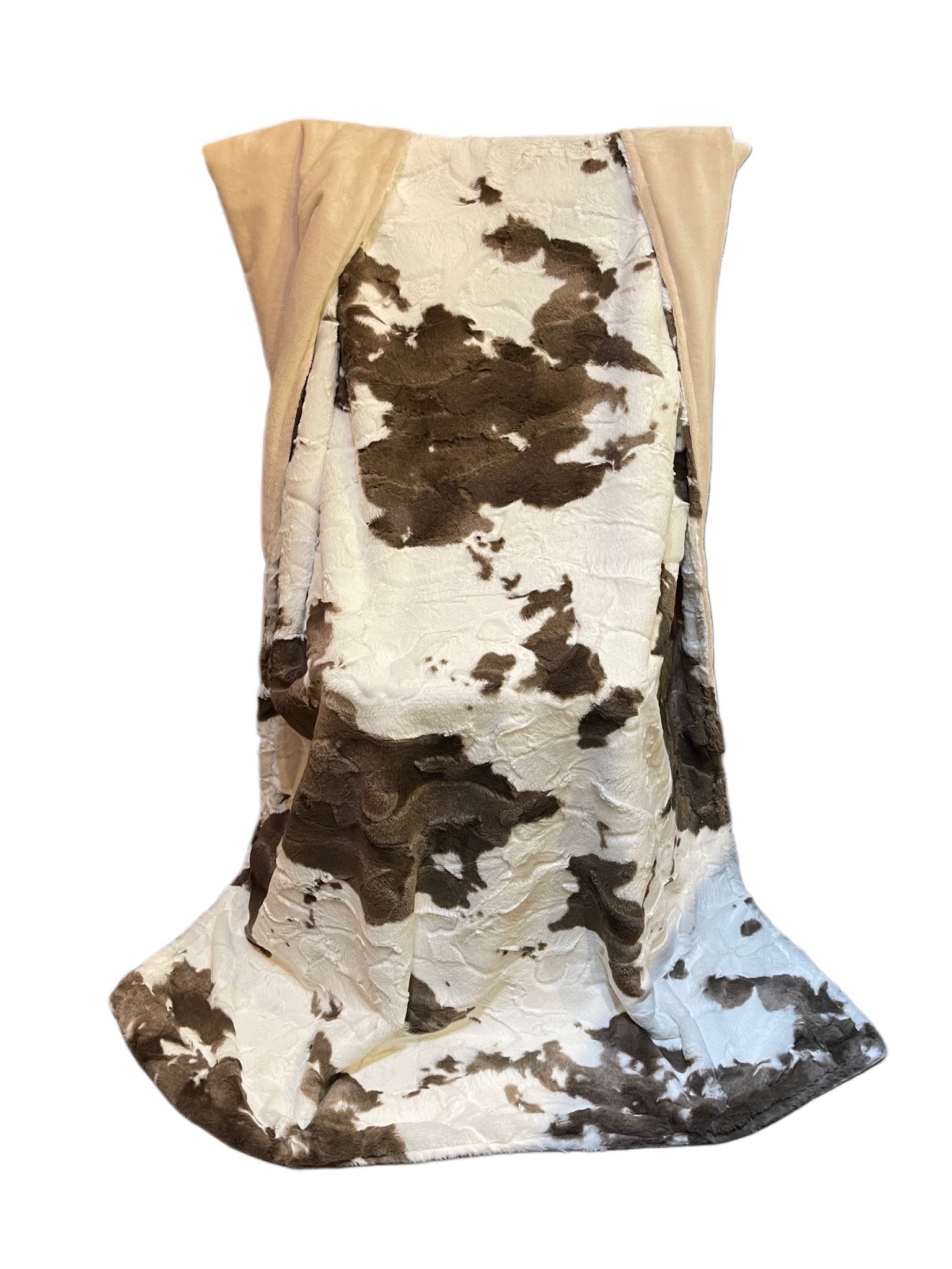 Cow print lux with sand flat Minky Blanket