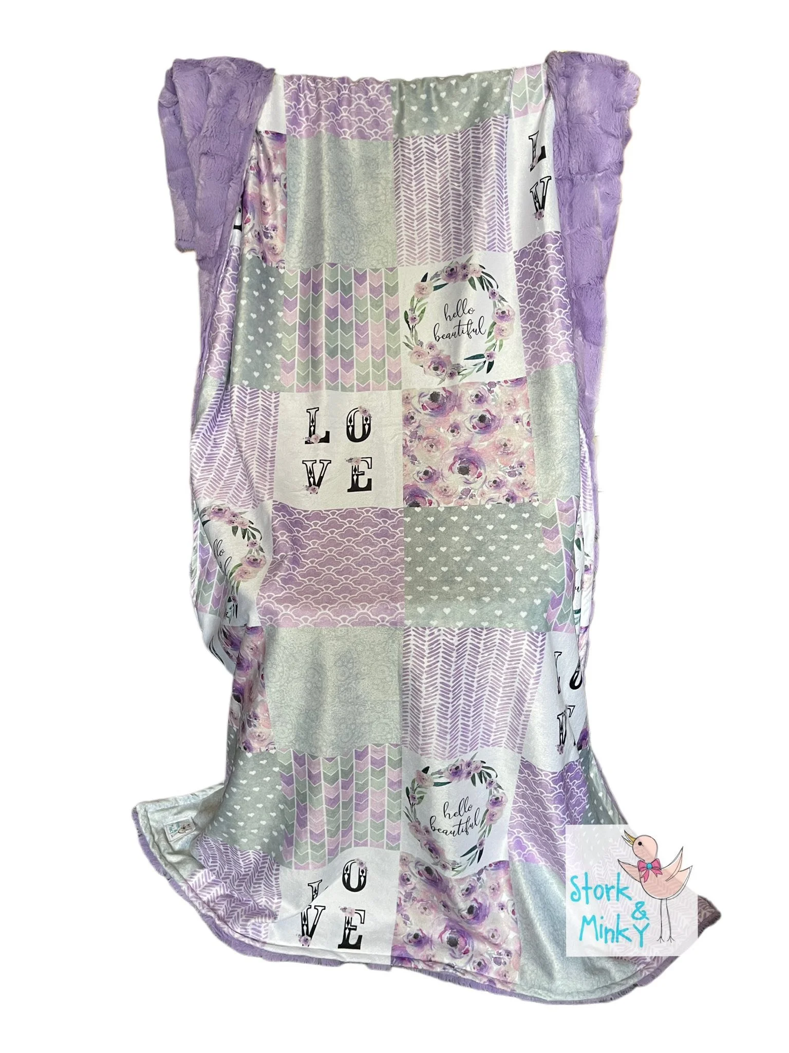 Lilac I love you floral small Patchwork
