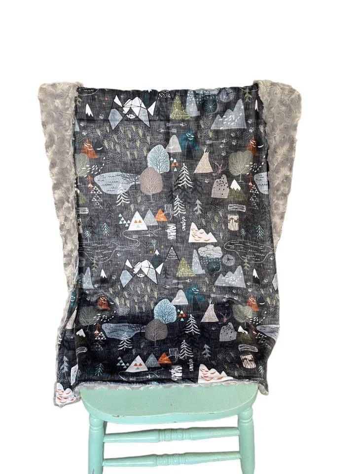 Infant Grey and teal mountain print