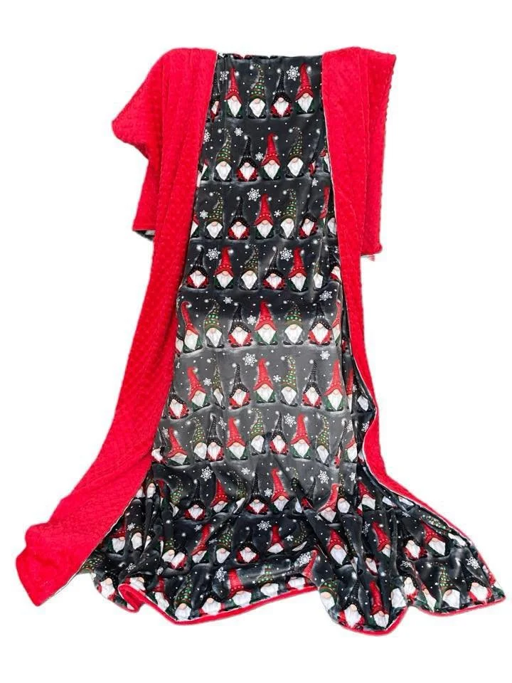 Holiday gnomes with red dot minky Ultimate adult cuddler