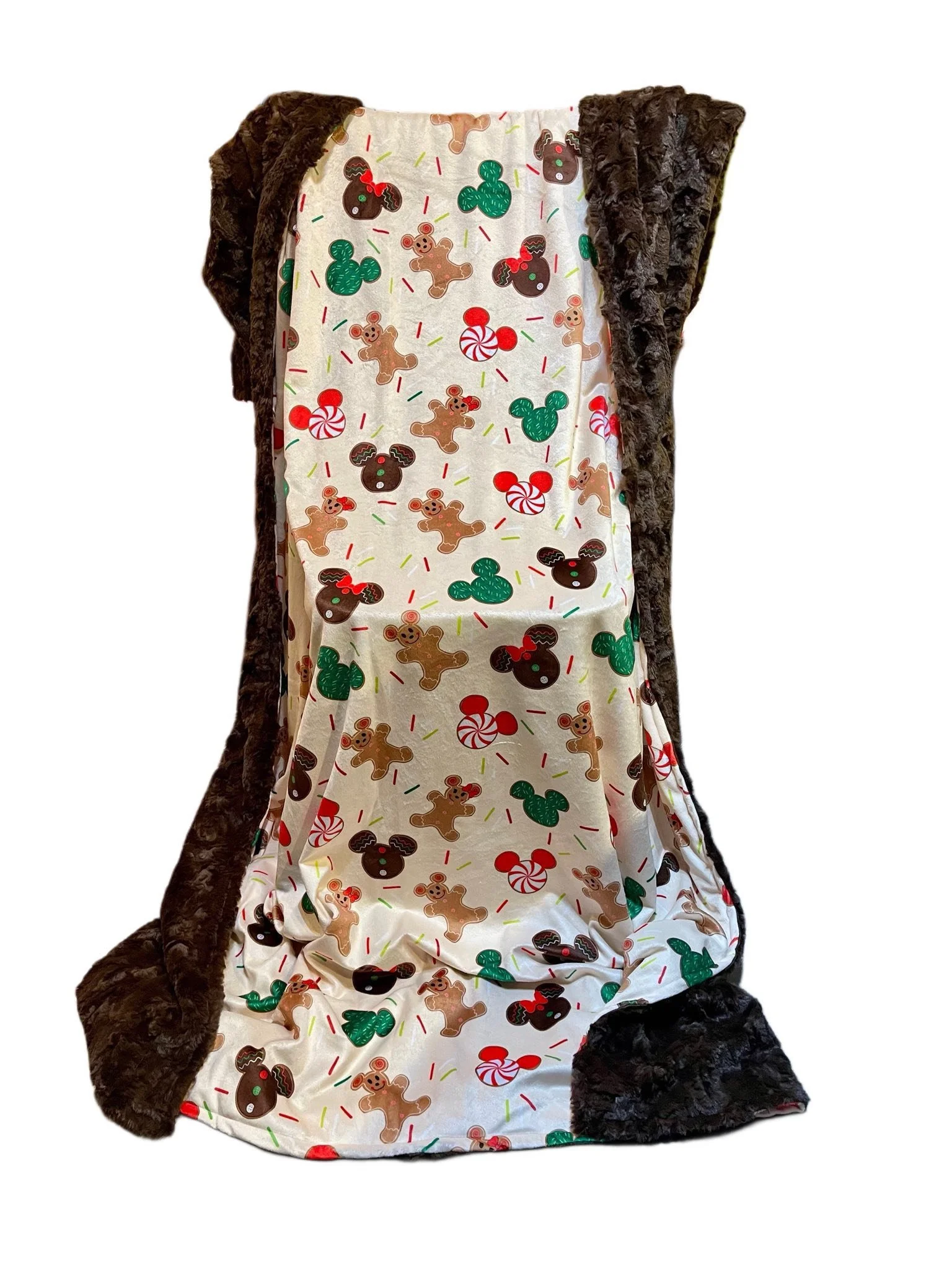 Gingerbread Mickey and brown plush Minky Blanket