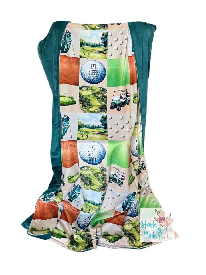 Golf Adult Patchwork Minky Blanket