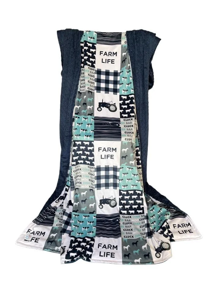 Navy Farm Life Large Patchwork