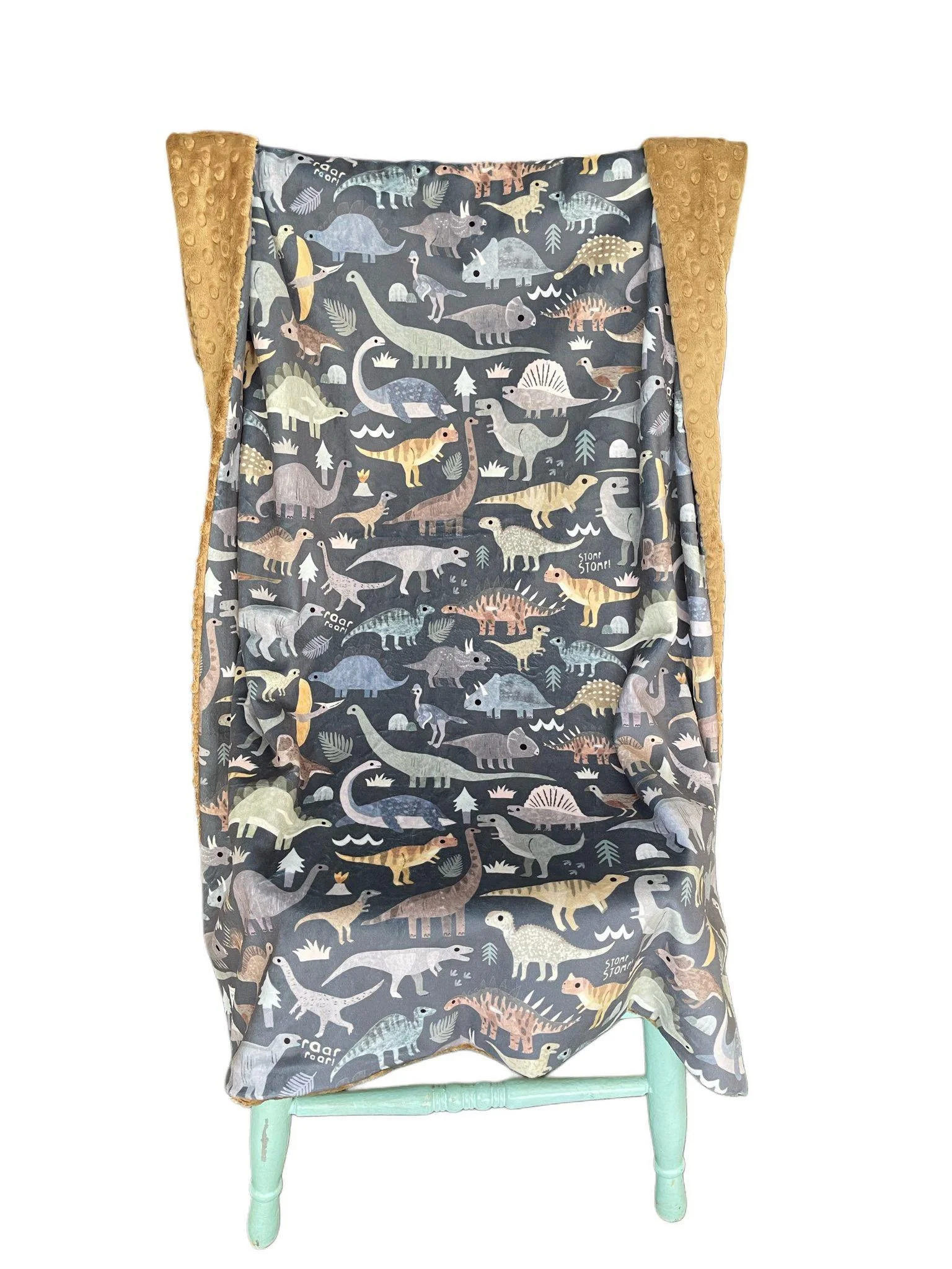 Baby/Toddler blanket Roar Dino-Mocha dot