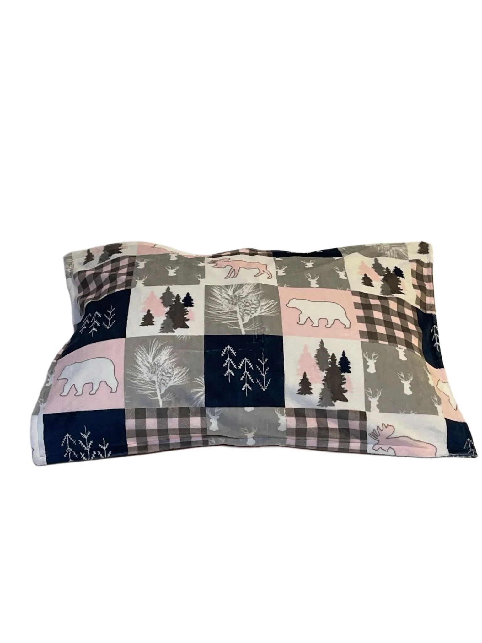 Minky Pillowcase-Pink Cabin patchwork