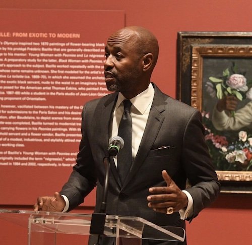  Lewis Long at the opening of  Posing Modernity: The Black Model from Manet and Matisse to Today  at the Wallach Art Gallery. Photo credit: Eileen Barroso. 