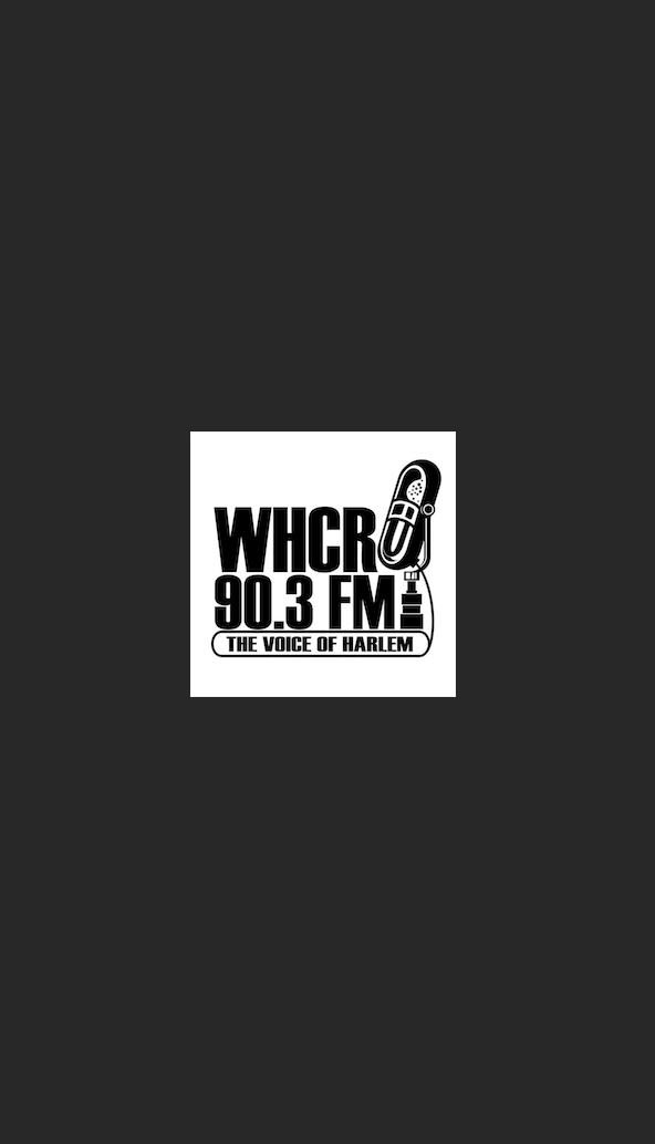 WHCR 90.3 FM Radio logo with microphone