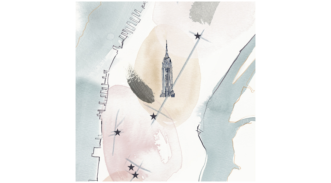 Illustrated NYC store location map for Club Monaco