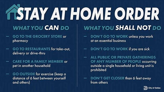 If you&rsquo;re not quite sure what the stay at home order means. Here is a quick highlight of what you can and CAN&rsquo;T do.