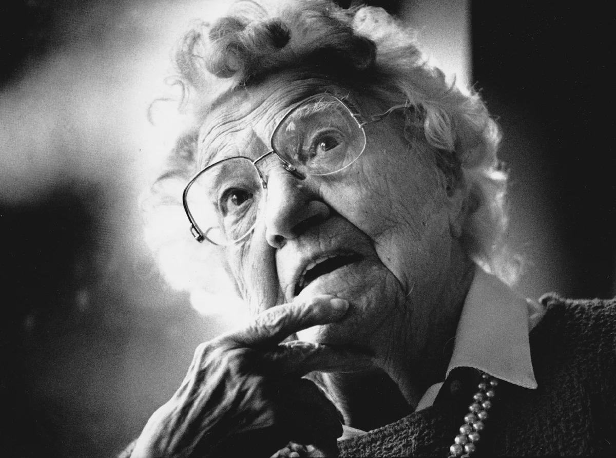 Lily (Kempson) McAlerney being interviewed about the Easter Rising in this picture taken March 15, 1989. (Photo by Jennifer Werner Jones)