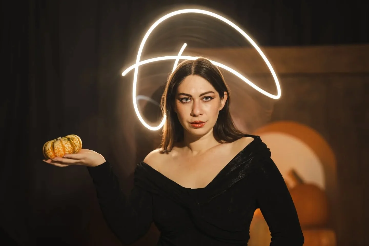 Halloween inspiration. We are already celebrating the spooky season together. @csdresstoimpress slays as our witch with @marilee behind the camera, with kiddos Alex on light and Noah on fog. 

Creative space: @denverphotocollective
Pumpkins: @traderj