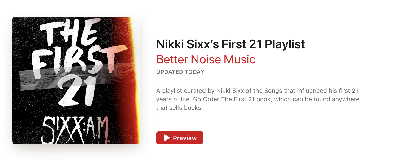 SIXX:A.M. ‘FIRST 21’ PLAYLIST